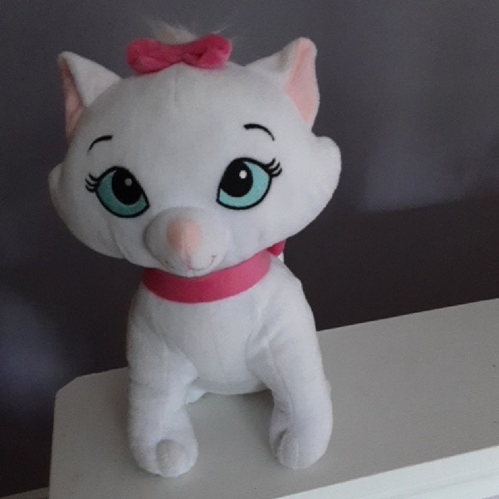Disney White Cat Plush with Pink Accents